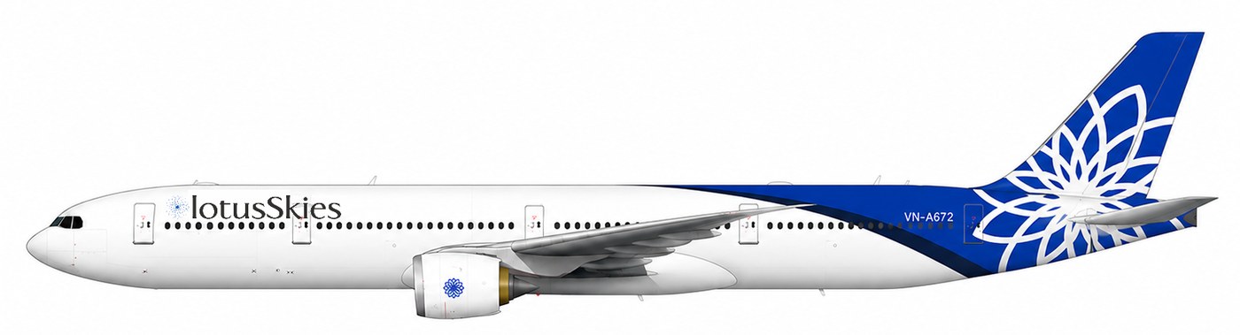 Boeing 777-300ER in lotusSkies livery